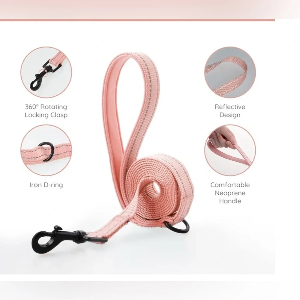 New- Bella & Pal Pink  Pet Harness & Leash Set  Safety Lock  16-18 inch Chest